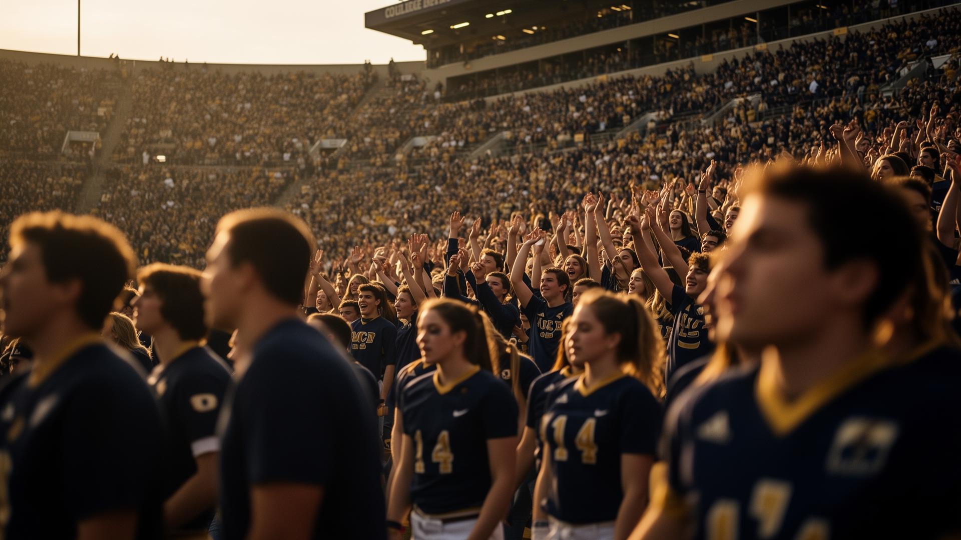 College fans at a stadium